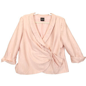 Bigio Collection Pink Silk Wool Wrap Jacket Top Women S / M Church Feminine Chic